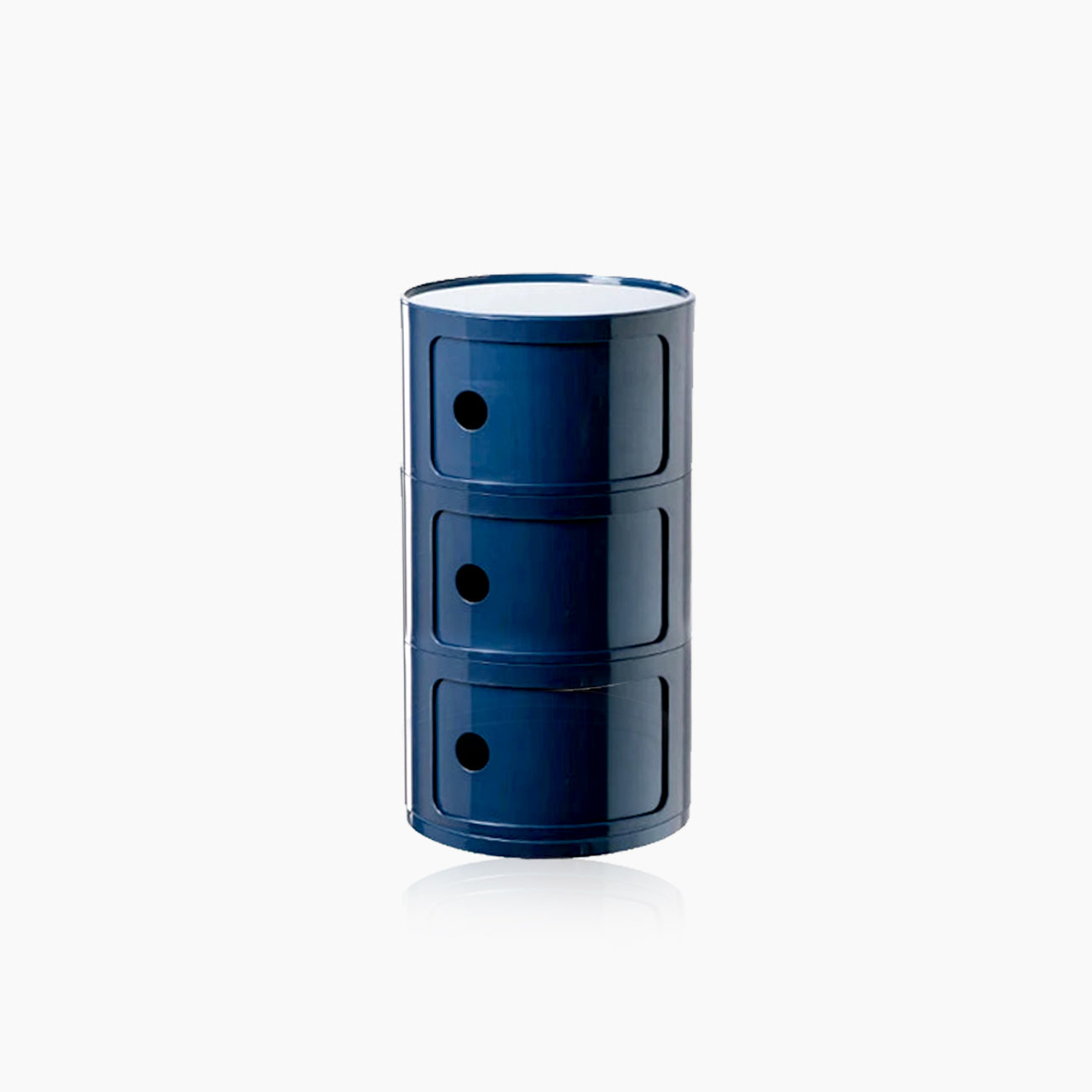 Compact Round End Table with Storage Bins