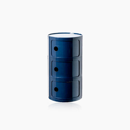 Compact Round End Table with Storage Bins