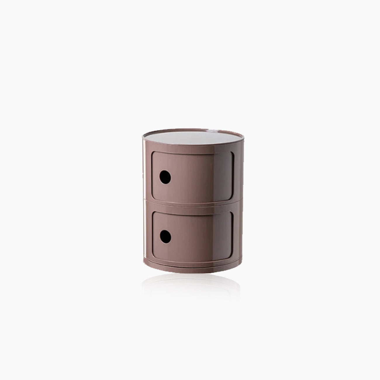 Compact Round End Table with Storage Bins