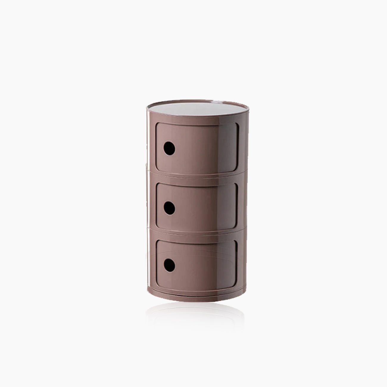Compact Round End Table with Storage Bins
