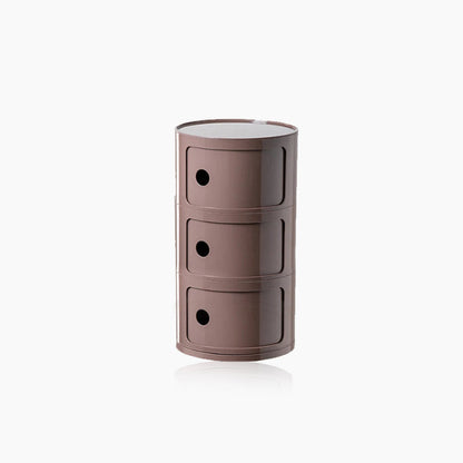 Compact Round End Table with Storage Bins