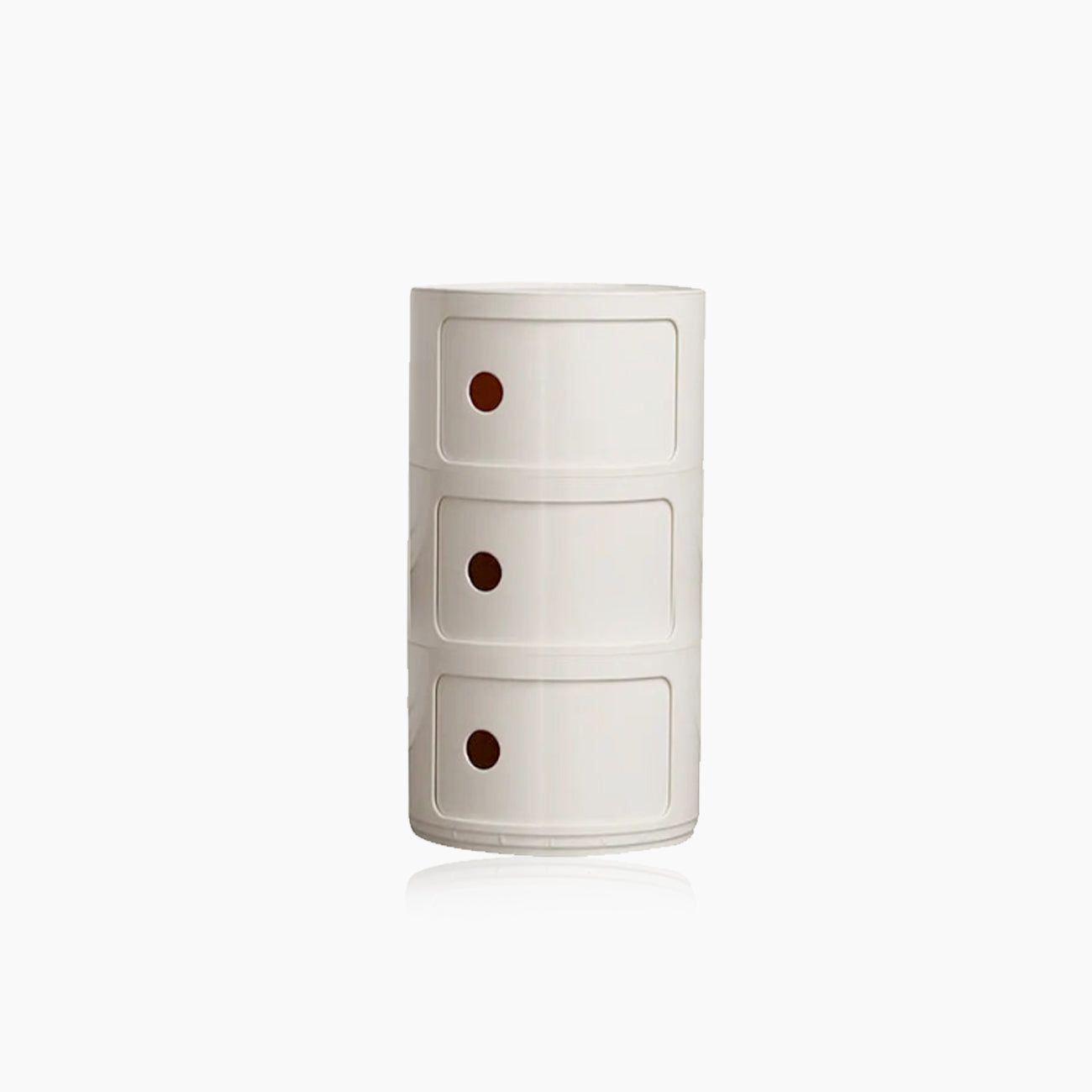 Compact Round End Table with Storage Bins