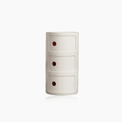 Compact Round End Table with Storage Bins
