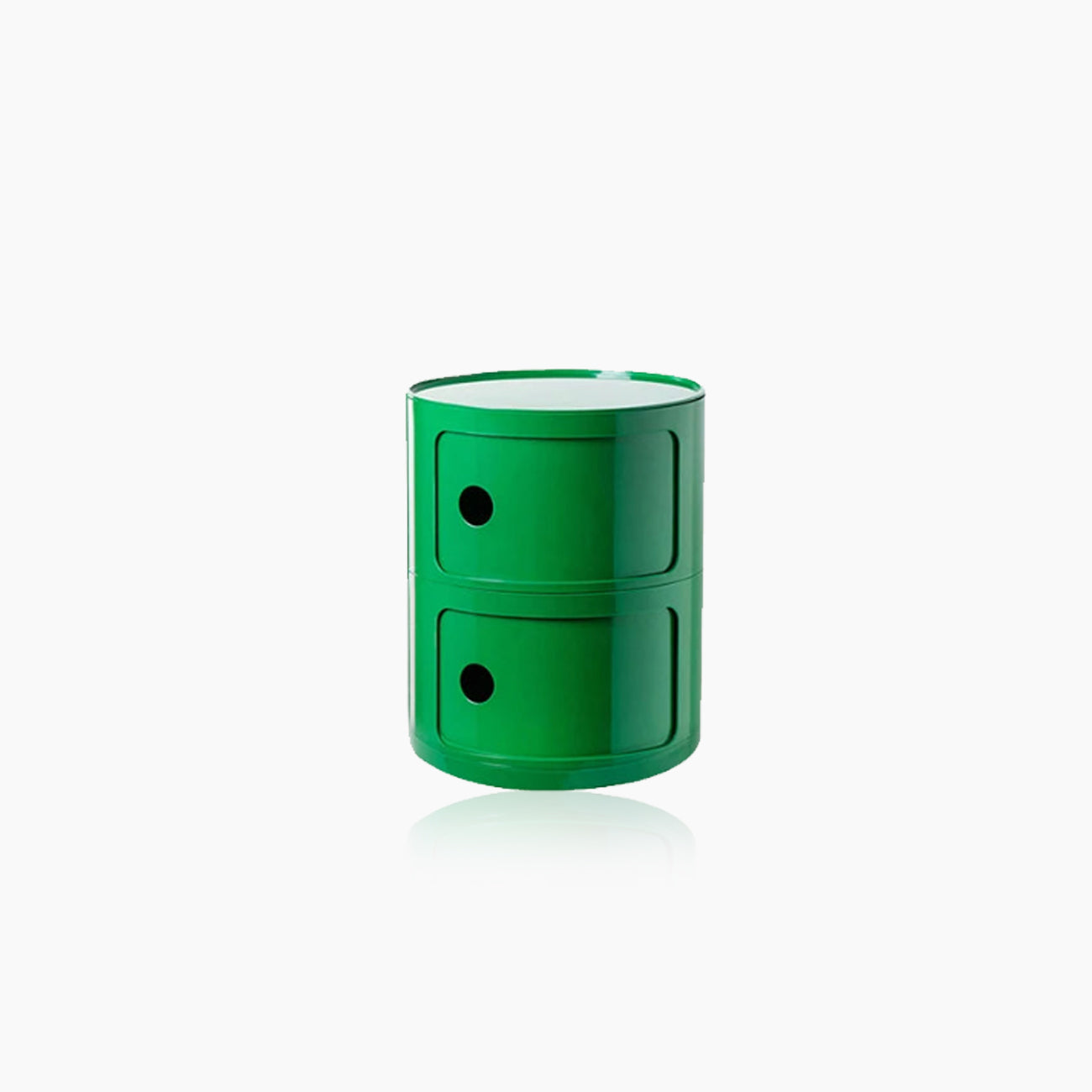 Compact Round End Table with Storage Bins