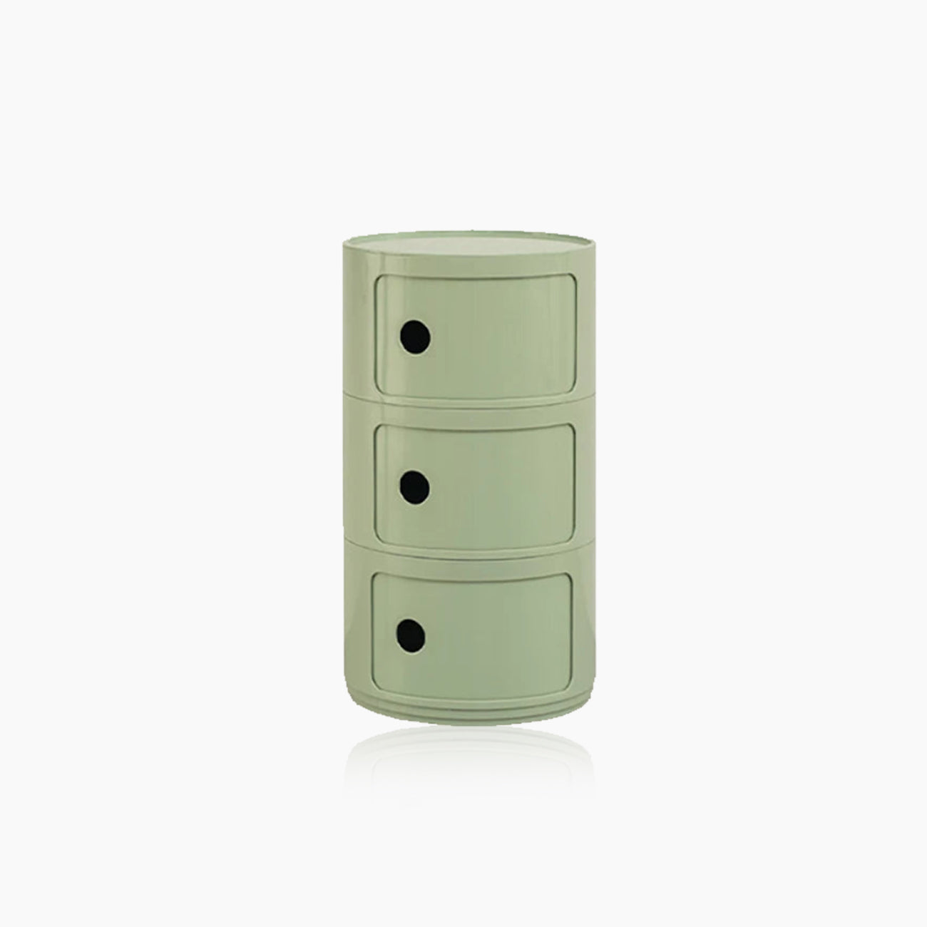 Compact Round End Table with Storage Bins