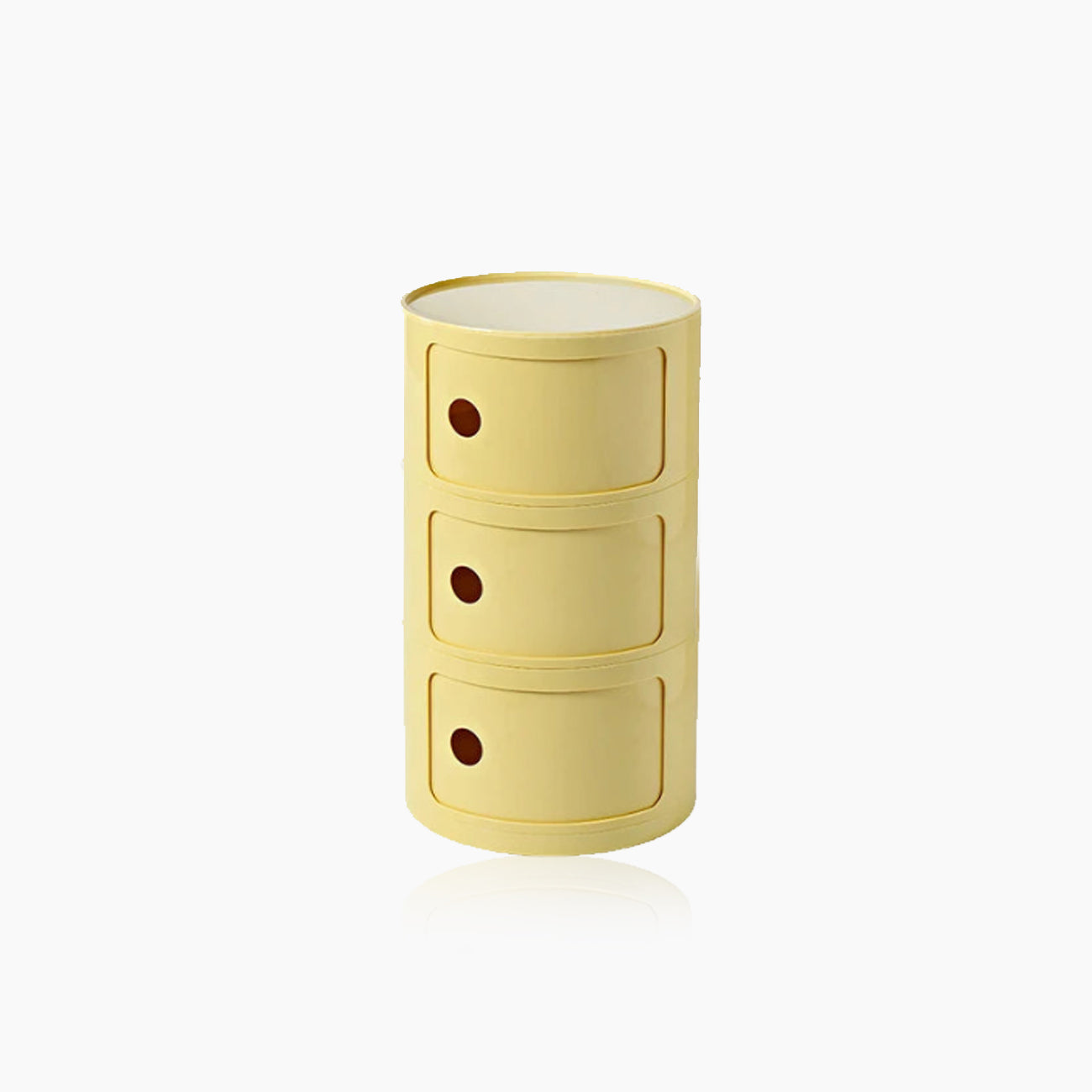 Compact Round End Table with Storage Bins