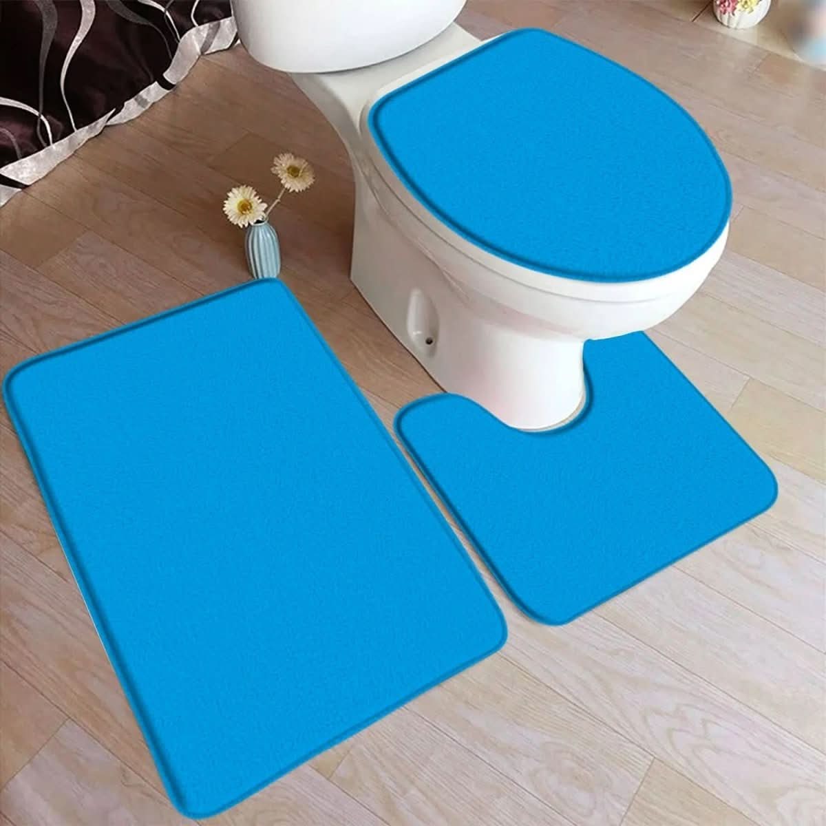 Soft Plush 3-Piece Bathroom Rug Set with Grip Bottom - Befez