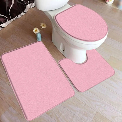 Soft Plush 3-Piece Bathroom Rug Set with Grip Bottom