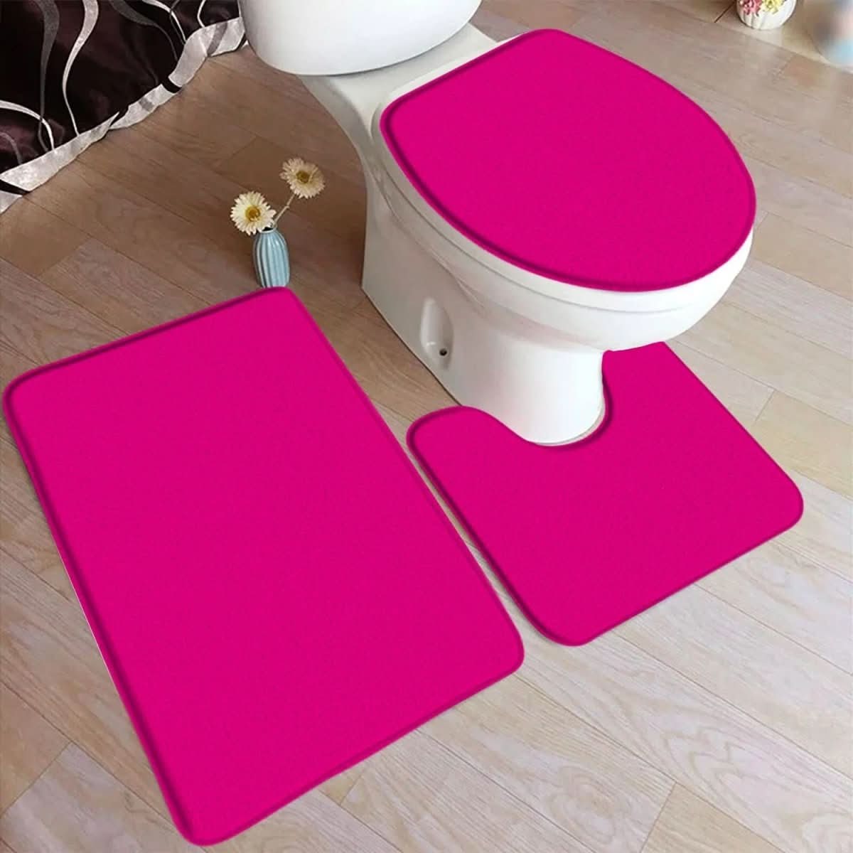 Soft Plush 3-Piece Bathroom Rug Set with Grip Bottom