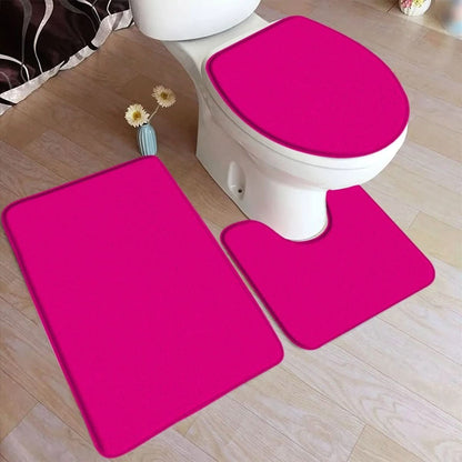 Soft Plush 3-Piece Bathroom Rug Set with Grip Bottom