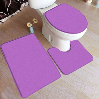 Soft Plush 3-Piece Bathroom Rug Set with Grip Bottom
