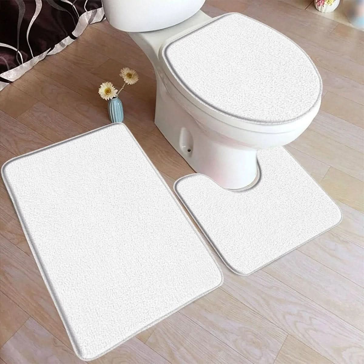 Soft Plush 3-Piece Bathroom Rug Set with Grip Bottom
