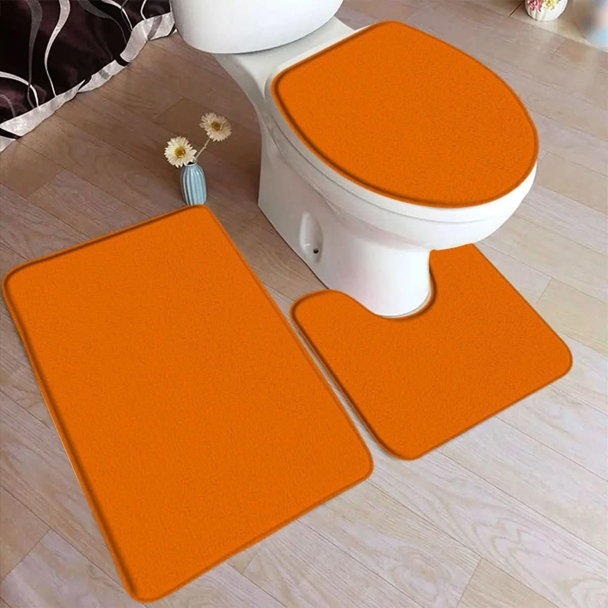 Soft Plush 3-Piece Bathroom Rug Set with Grip Bottom
