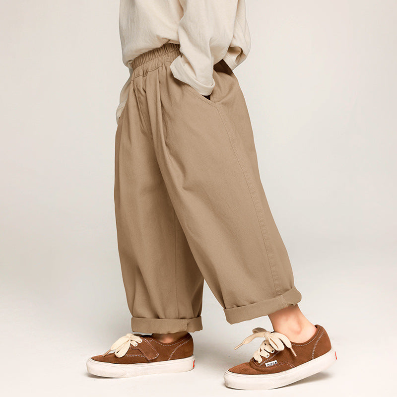 Soft Kids Cotton Trousers - Khaki Gray