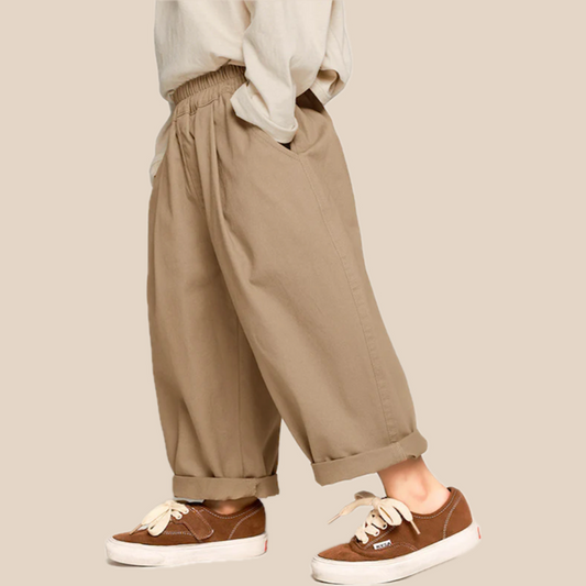 Soft Kids Cotton Trousers - Khaki Gray - Befez
