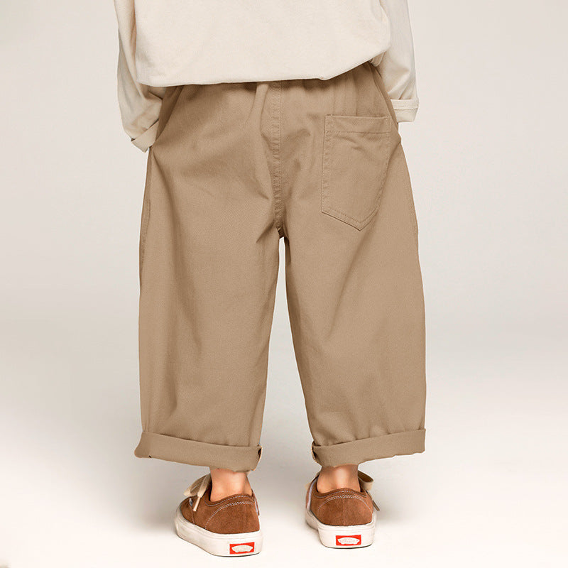 Soft Kids Cotton Trousers - Khaki Gray