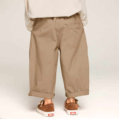 Soft Kids Cotton Trousers - Khaki Gray