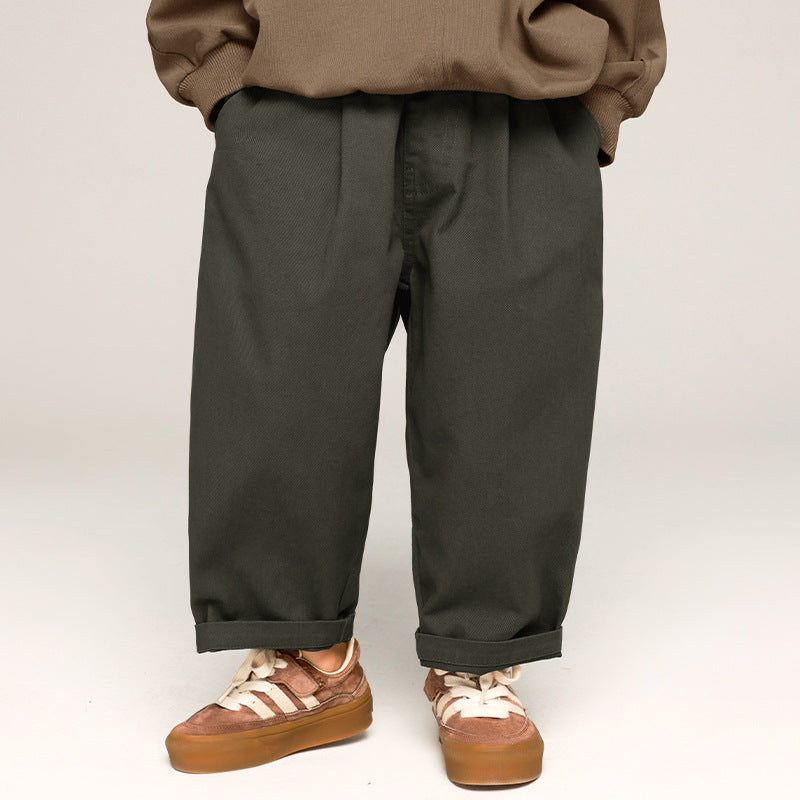 Soft Kids Cotton Trousers - Khaki Gray