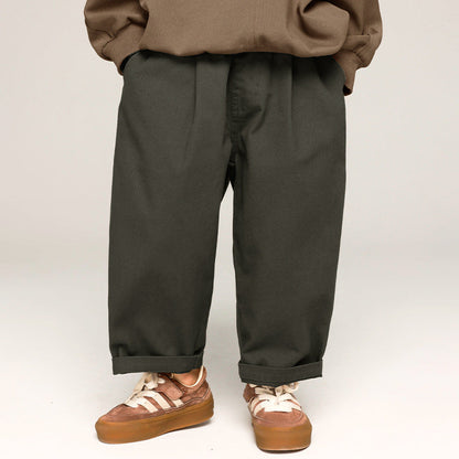 Soft Kids Cotton Trousers - Khaki Gray