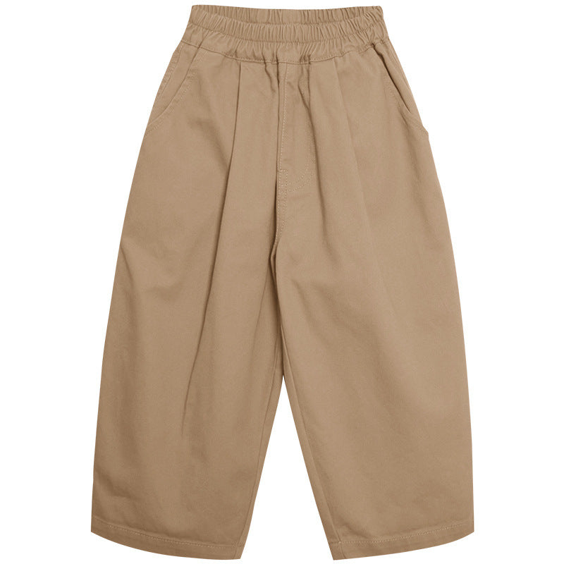 Soft Kids Cotton Trousers - Khaki Gray