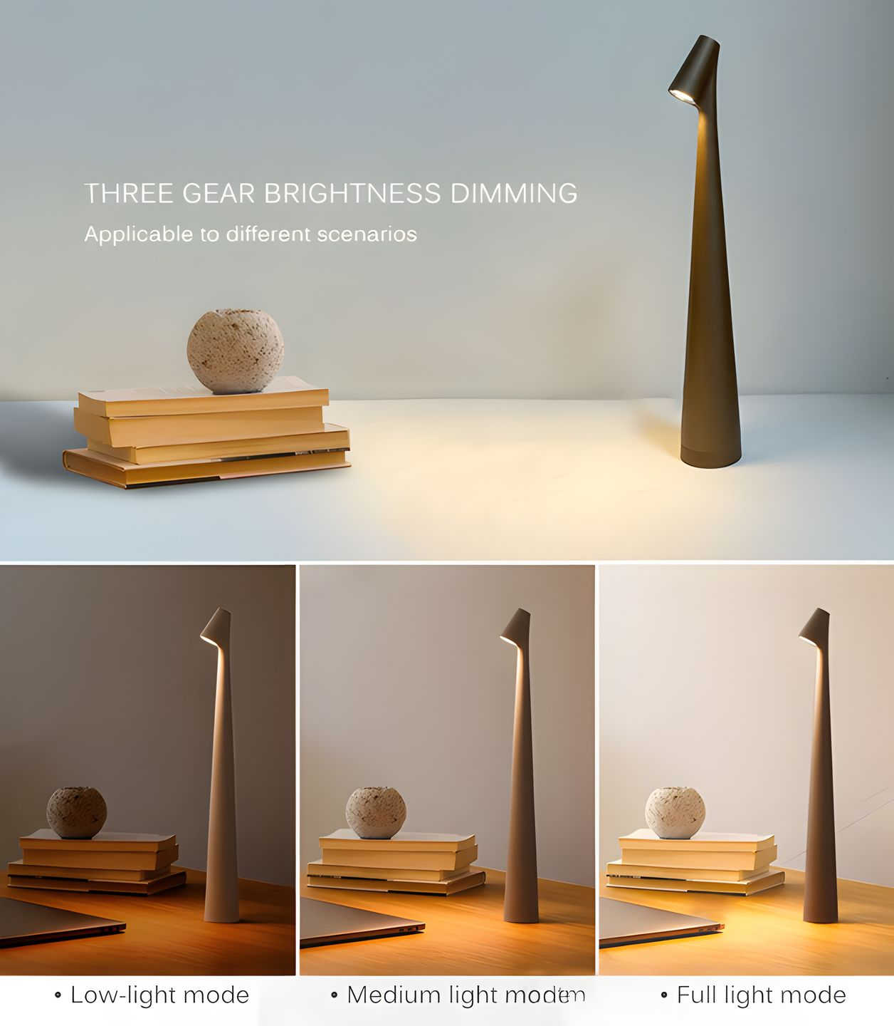 Slim Wireless Desk Lamp with Adjustable Bright Light