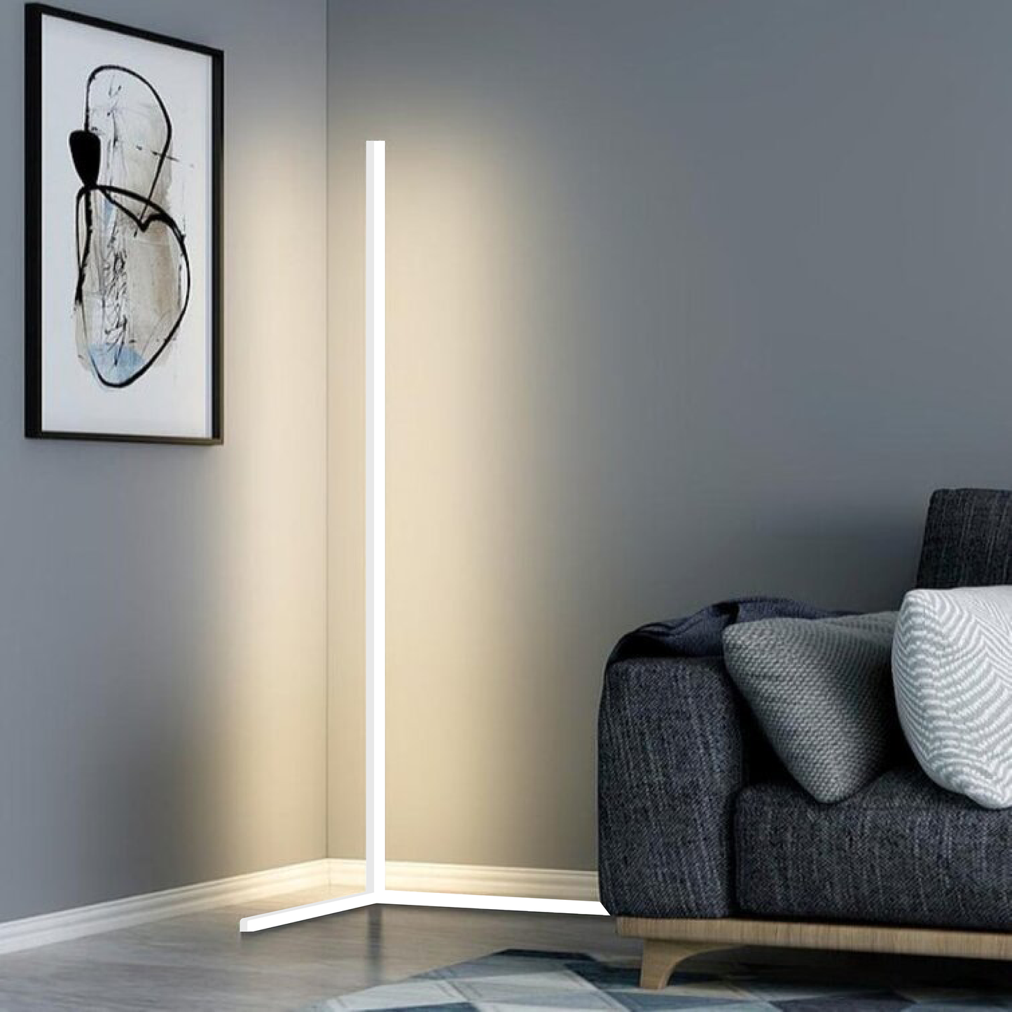 Slim Corner Floor Lamp LED Adjustable Modern Style