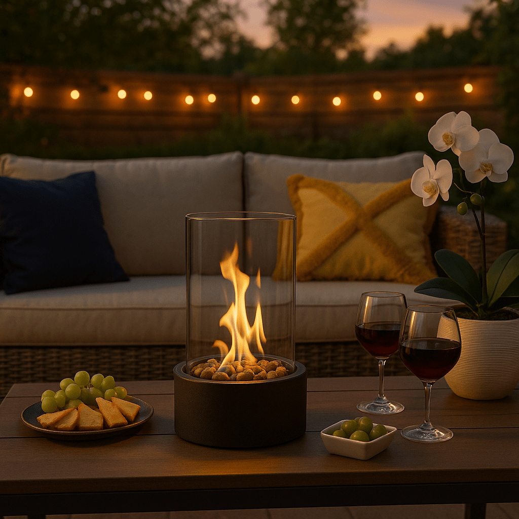 Contemporary Ethanol Table Fire Pit with Realistic Flame Effect