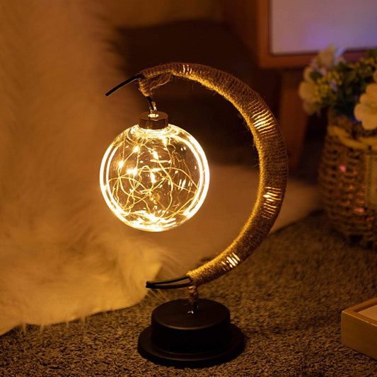 Stylish Wicker Moon Table Lamp - Befez