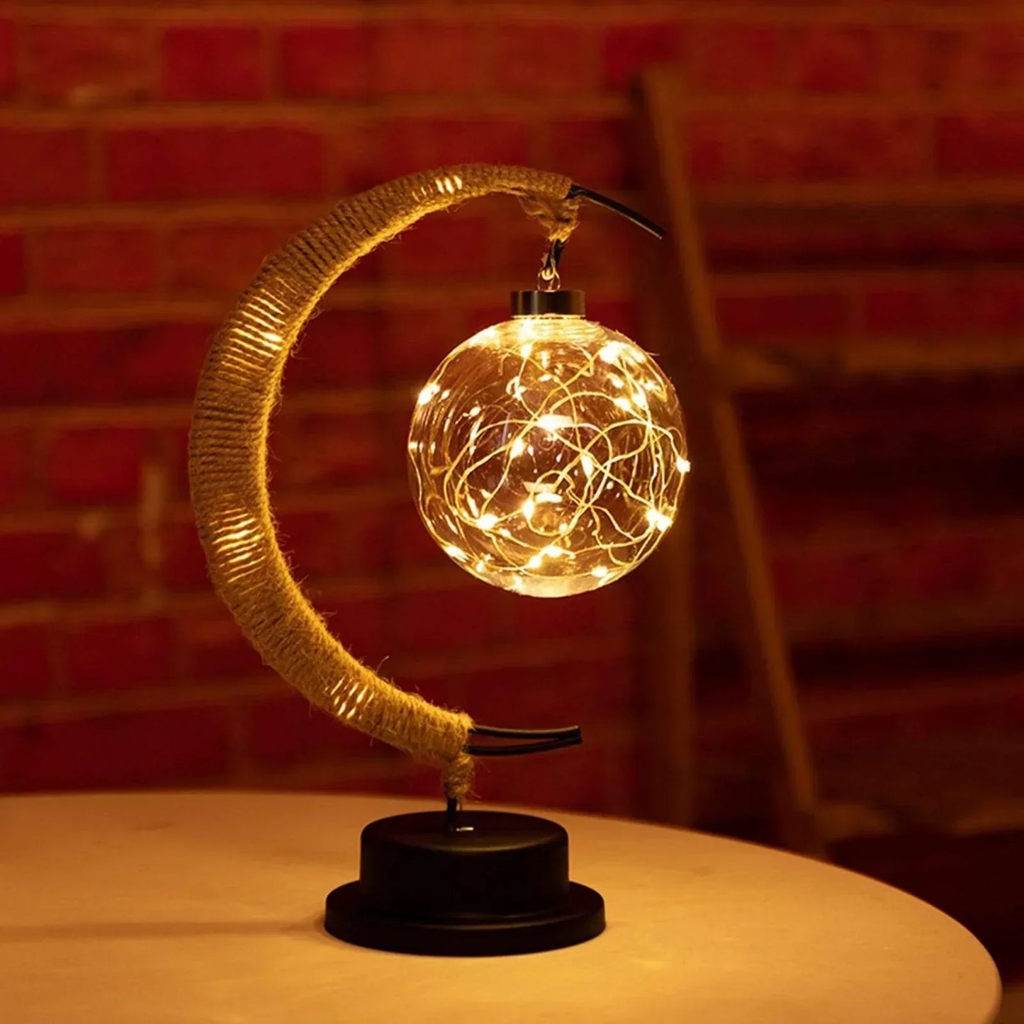 Stylish Wicker Moon Table Lamp