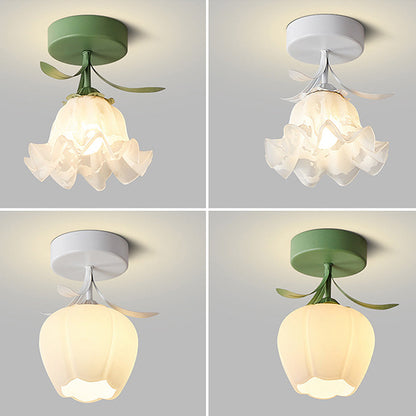 Stylish Ceiling Lamp with Decorative Glass Shade