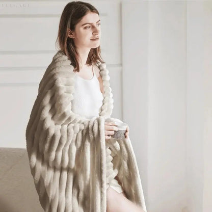 Soft Cozy Throw Blanket Beige