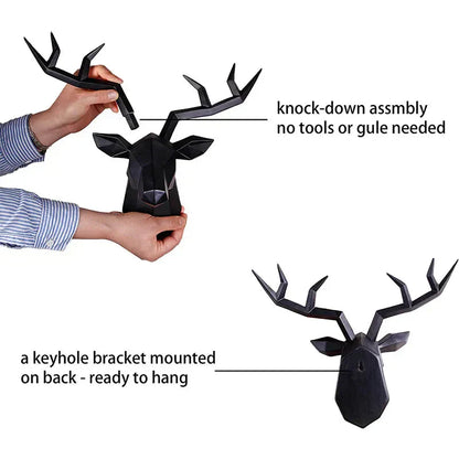 Rustic Deer Antler Wall Art Statue Figurine Decoration