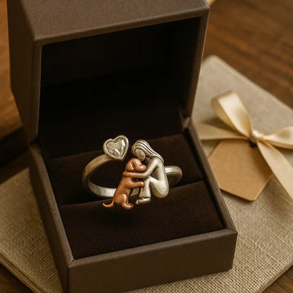Personalized Heart Dog Ring with Sparkling Zirconia Stones