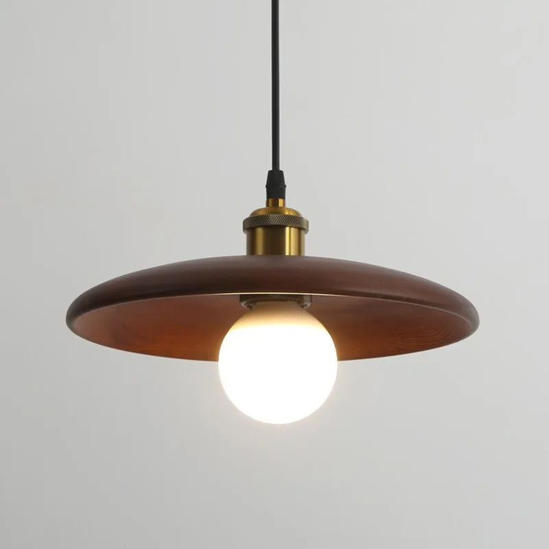 Stylish Wooden Pendant Light Glass LED Ceiling Lamp