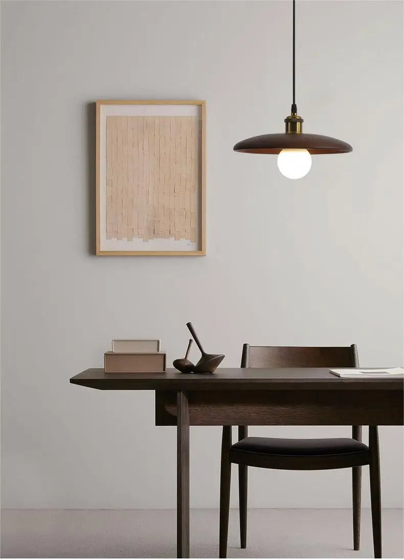 Stylish Wooden Pendant Light Glass LED Ceiling Lamp