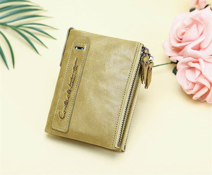 Fashionable Dual Zip Pocket Wallet