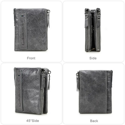 Fashionable Dual Zip Pocket Wallet