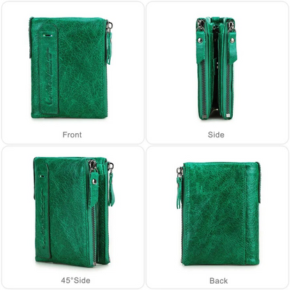 Fashionable Dual Zip Pocket Wallet
