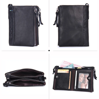 Fashionable Dual Zip Pocket Wallet