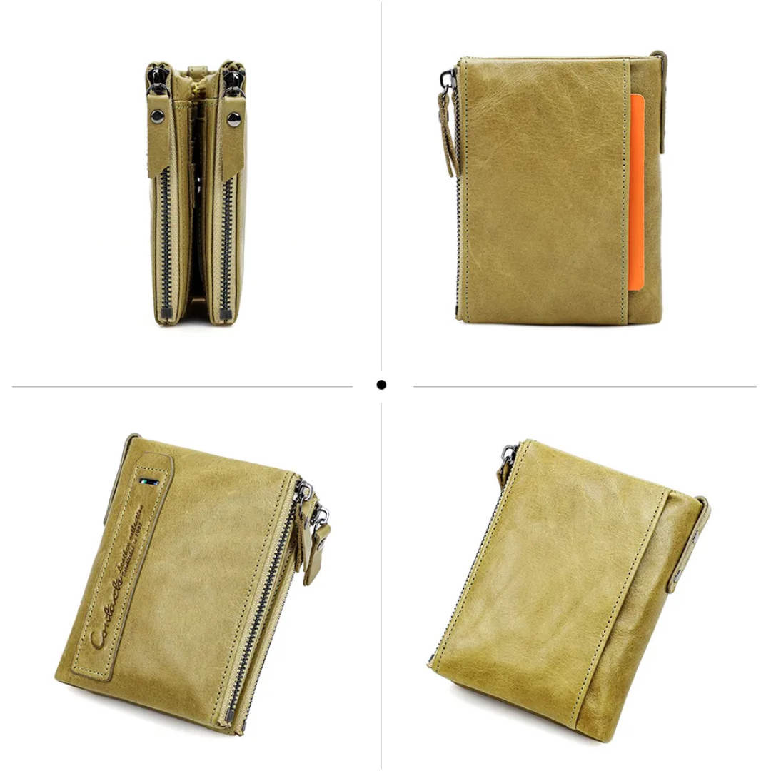 Fashionable Dual Zip Pocket Wallet