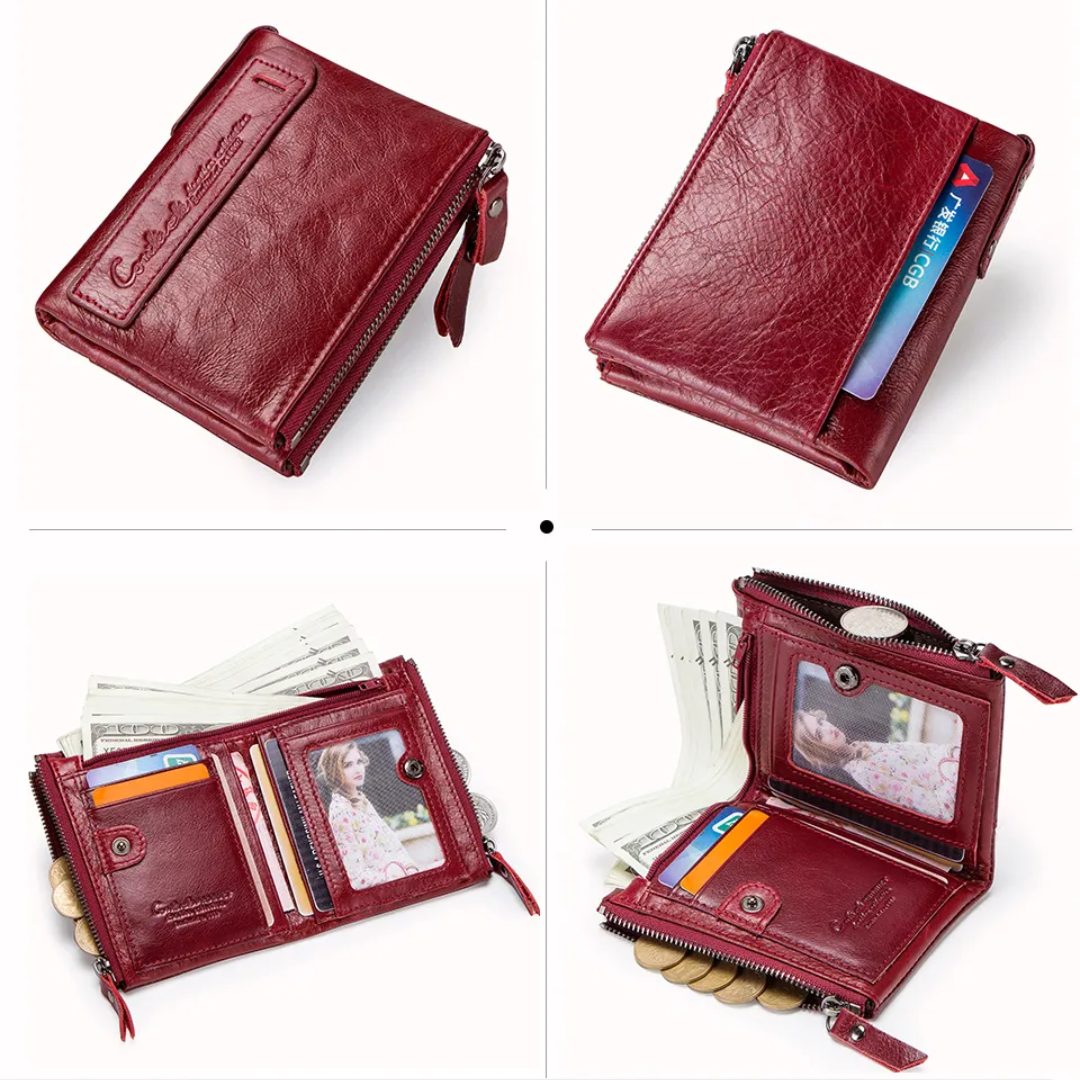 Fashionable Dual Zip Pocket Wallet