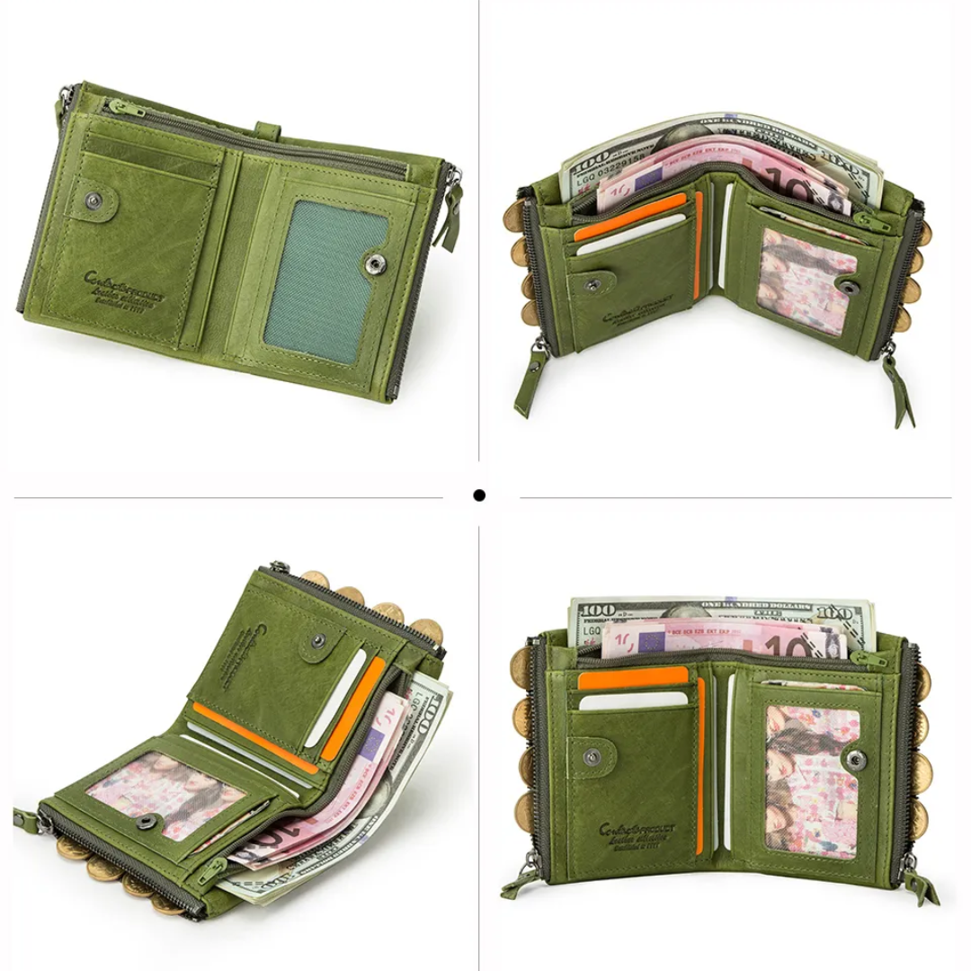 Fashionable Dual Zip Pocket Wallet
