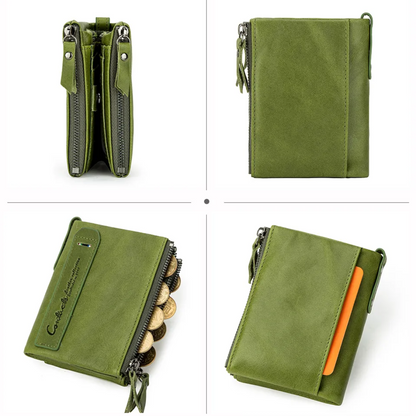 Fashionable Dual Zip Pocket Wallet