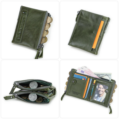 Fashionable Dual Zip Pocket Wallet