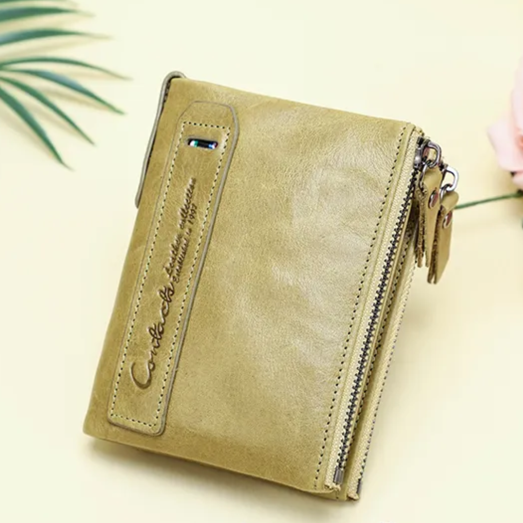 Fashionable Dual Zip Pocket Wallet