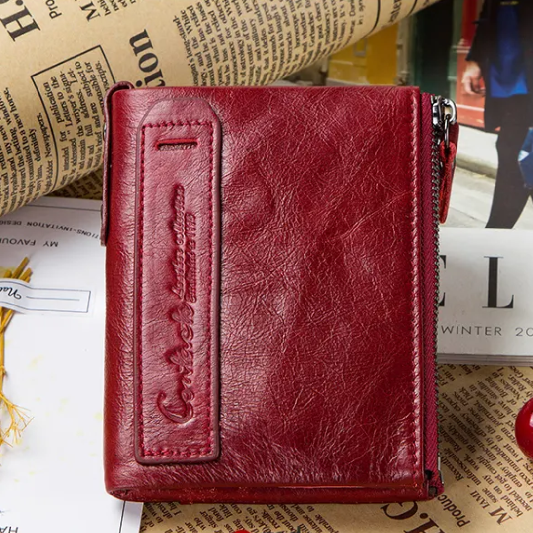Fashionable Dual Zip Pocket Wallet