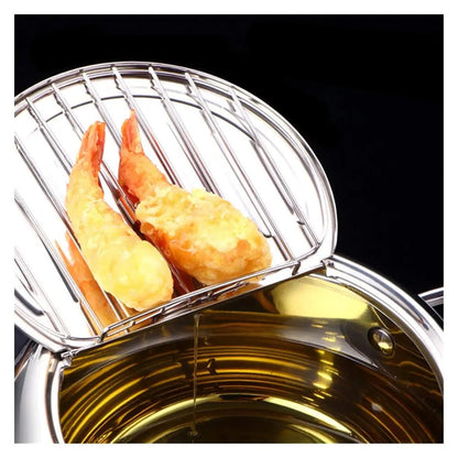 Non-Stick Stainless Steel Fry Pan with Temp Gauge & Rack