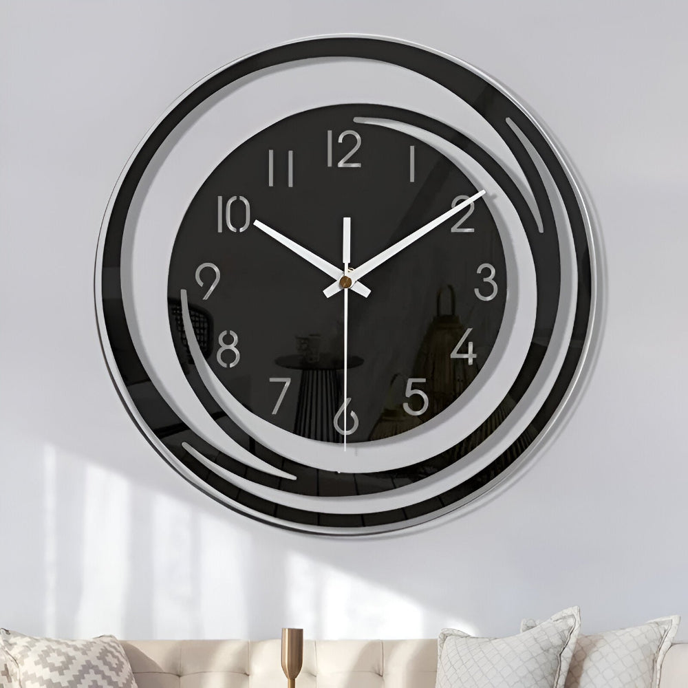 Simple Black Wooden Wall Clock 12 Inch