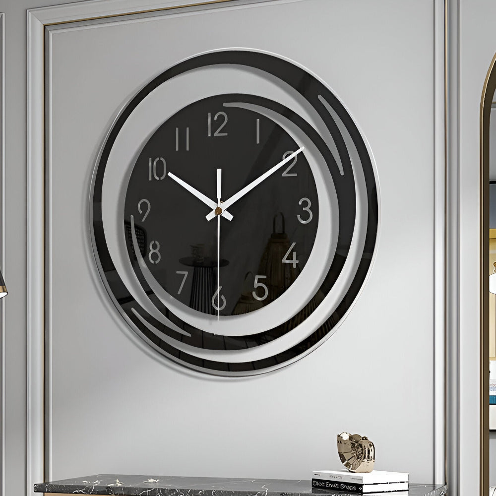 Simple Black Wooden Wall Clock 12 Inch