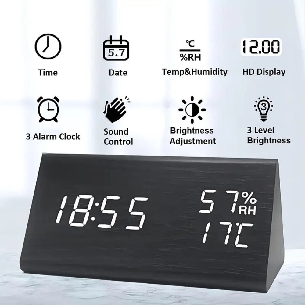 Befez | Elora Solid Wood Digital LED Clock Radio